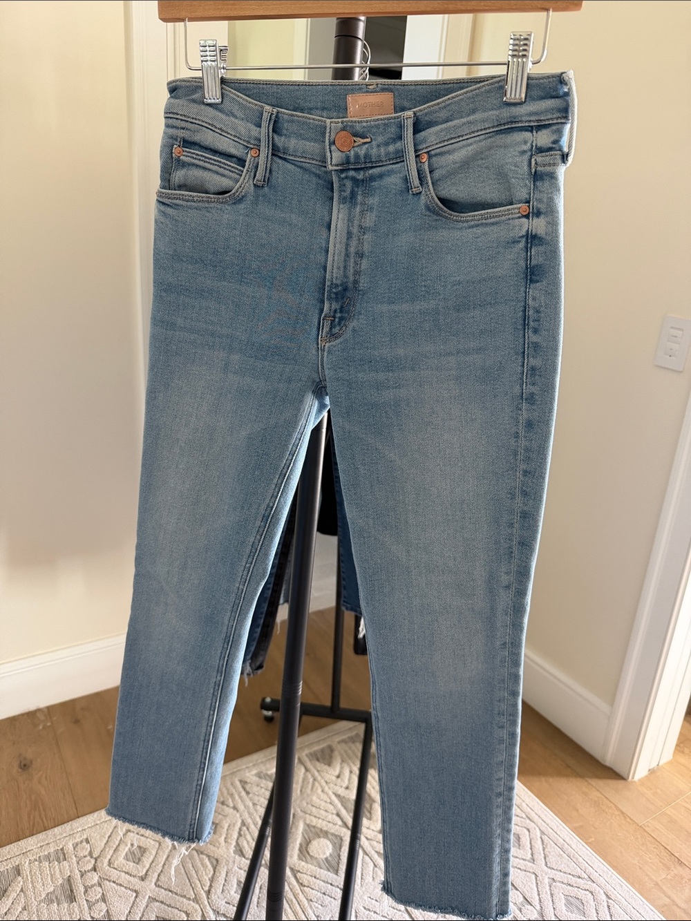 MOTHER Slim Straight Jeans in Light Blue Wash